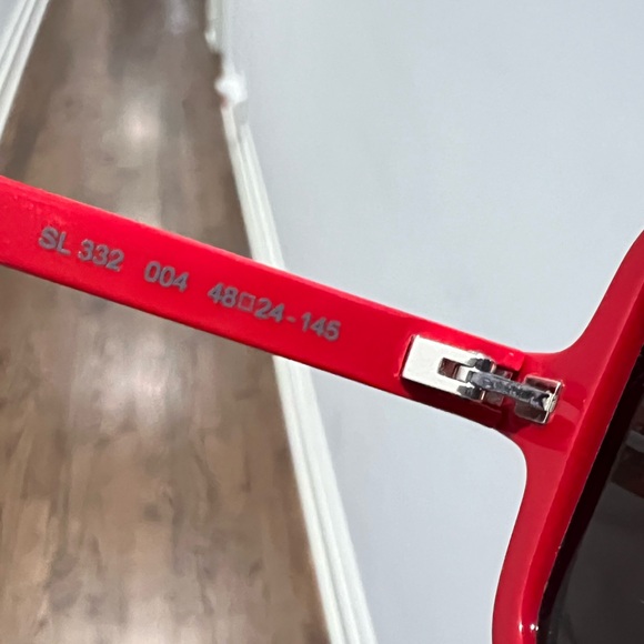 Saint Laurent Red Rectangular Sunglasses - Picture 7 of 7